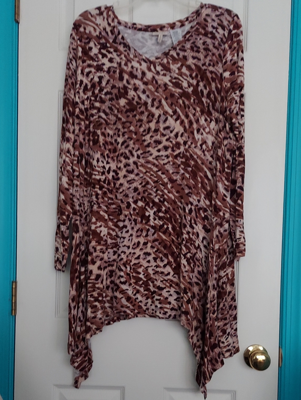 Logo By Lori Goldstein Shark Bite Knit Tunic With Long Sleeves